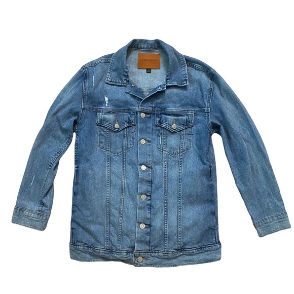 Lucky Brand Tomboy Trucker jacket jean denim jacket small medium wash distressed - Picture 3 of 11